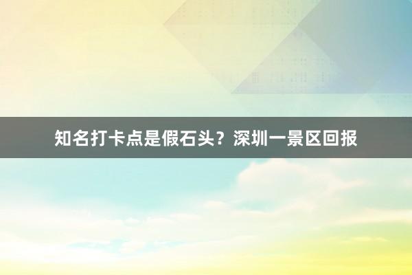 知名打卡点是假石头？深圳一景区回报