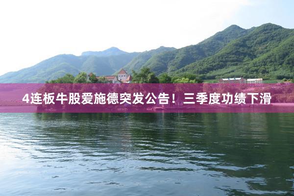 4连板牛股爱施德突发公告！三季度功绩下滑