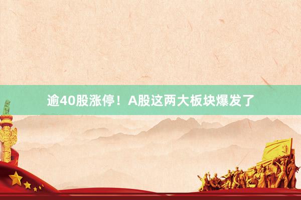 逾40股涨停！A股这两大板块爆发了