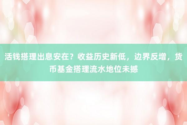 活钱搭理出息安在？收益历史新低，边界反增，货币基金搭理流水地位未撼